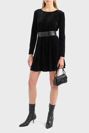 Emporio Armani Fermuarlı Şönil Kloş Bayan Elbise 6R2A6B 2JVZZ 0999 SİYAH - 3
