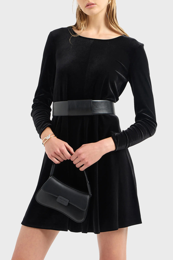 Emporio Armani Fermuarlı Şönil Kloş Bayan Elbise 6R2A6B 2JVZZ 0999 SİYAH - 4
