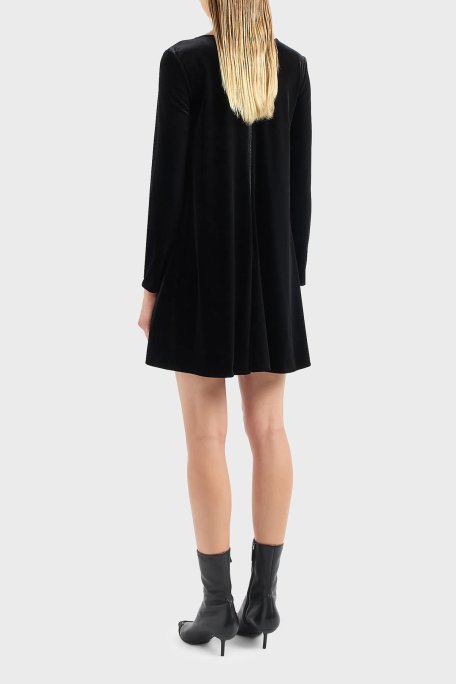 Emporio Armani Fermuarlı Şönil Kloş Bayan Elbise 6R2A6B 2JVZZ 0999 SİYAH - 3