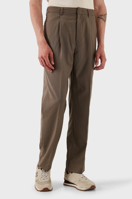 Emporio Armani Hafif Yün Regular Fit Normal Bel Düz Paça Erkek Pantolon EM001211 AF13821 U6195 KAHVE - 3