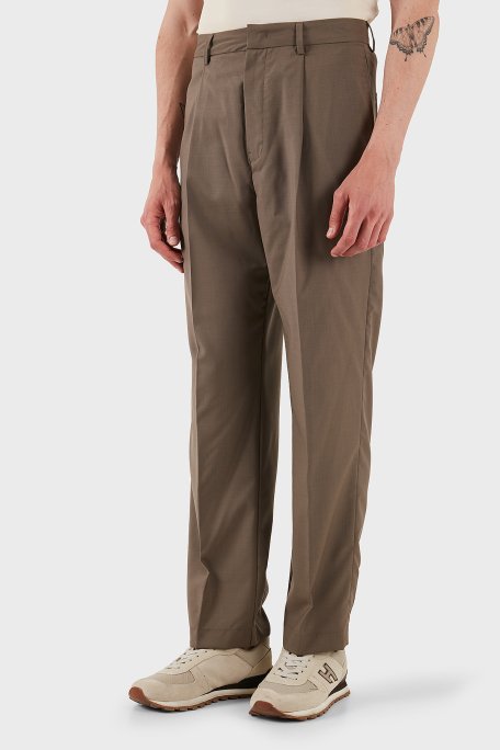 Emporio Armani Hafif Yün Regular Fit Normal Bel Düz Paça Erkek Pantolon EM001211 AF13821 U6195 KAHVE - 4