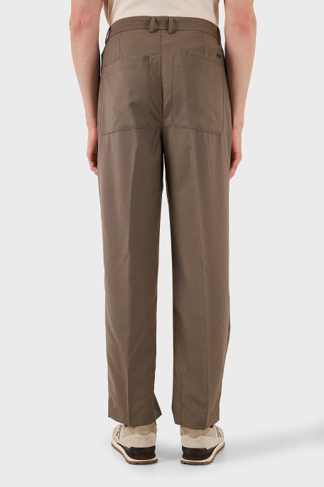 Emporio Armani Hafif Yün Regular Fit Normal Bel Düz Paça Erkek Pantolon EM001211 AF13821 U6195 KAHVE - 6