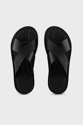 Emporio Armani Hakiki Deri Düz Erkek Terlik X4P125 XN789 K001 SİYAH - 3