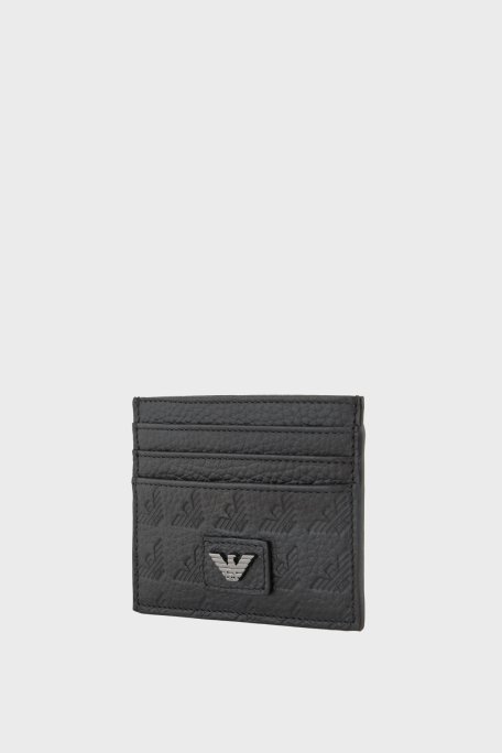 Emporio Armani Hakiki Deri Kabartmalı Logo Baskılı Erkek Kartlık EM001740 AF14774 UC001 SİYAH - 3
