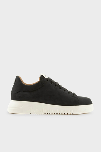 Emporio Armani Hakiki Deri Kalın Tırtıklı Taban Sneaker Erkek Ayakkabı X4X264 XF570 00002 SİYAH - 1