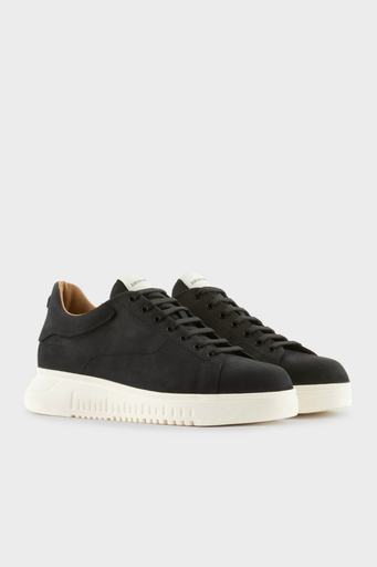 Emporio Armani Hakiki Deri Kalın Tırtıklı Taban Sneaker Erkek Ayakkabı X4X264 XF570 00002 SİYAH - 2