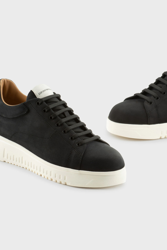 Emporio Armani Hakiki Deri Kalın Tırtıklı Taban Sneaker Erkek Ayakkabı X4X264 XF570 00002 SİYAH - 4