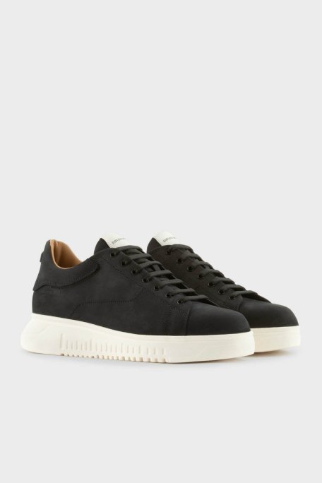 Emporio Armani Hakiki Deri Kalın Tırtıklı Taban Sneaker Erkek Ayakkabı X4X264 XF570 00002 SİYAH - 2
