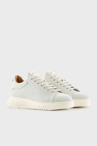 Emporio Armani Hakiki Deri Kalın Tırtıklı Taban Sneaker Erkek Ayakkabı X4X264 XF570 00894 EKRU - 2
