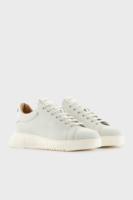 Emporio Armani Hakiki Deri Kalın Tırtıklı Taban Sneaker Erkek Ayakkabı X4X264 XF570 00894 EKRU - 2
