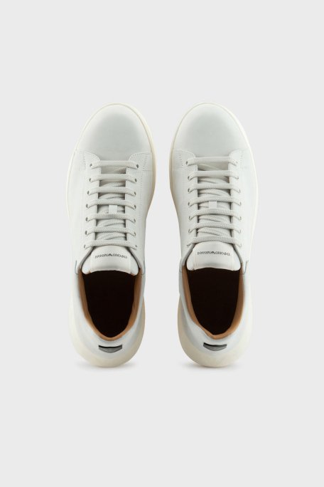 Emporio Armani Hakiki Deri Kalın Tırtıklı Taban Sneaker Erkek Ayakkabı X4X264 XF570 00894 EKRU - 3