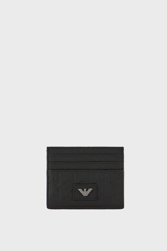 Emporio Armani Hakiki Deri Logolu Erkek Kartlık YEM320 YQ67I 80001 SİYAH - 1
