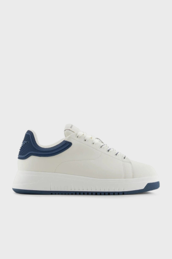 Emporio Armani Hakiki Deri Logolu Sneaker Erkek Ayakkabı X4X264 XN001 T844 BEYAZ - 6