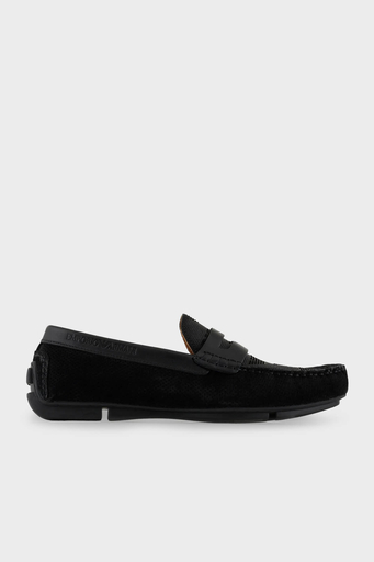 Emporio Armani Hakiki Deri Makosen Erkek Ayakkabı X4B146 XN784 K001 SİYAH - 1