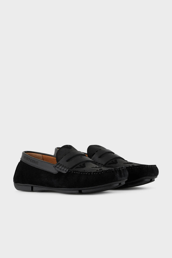 Emporio Armani Hakiki Deri Makosen Erkek Ayakkabı X4B146 XN784 K001 SİYAH - 2