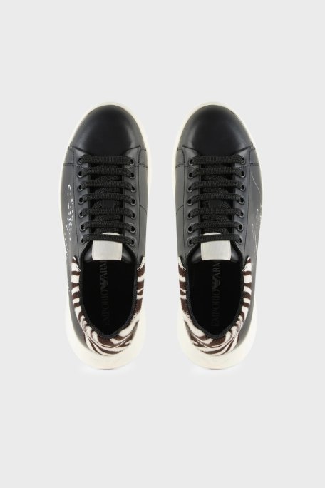 Emporio Armani Hakiki Deri Sneaker Bayan Ayakkabı X3X024 XN388 R298 SİYAH - 3