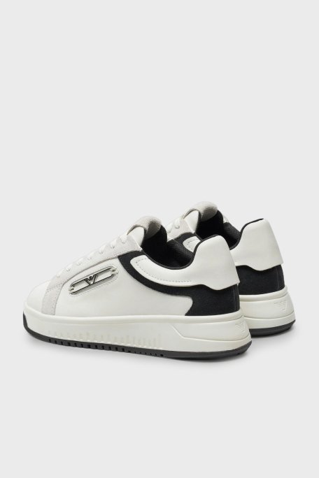 Emporio Armani Hakiki Deri Sneaker Bayan Ayakkabı X3X024 XR222 C679 BEYAZ-SİYAH - 3