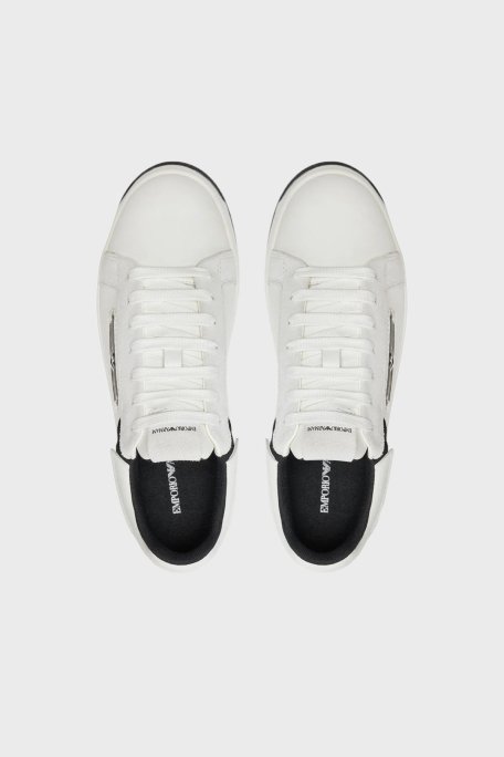 Emporio Armani Hakiki Deri Sneaker Bayan Ayakkabı X3X024 XR222 C679 BEYAZ-SİYAH - 4
