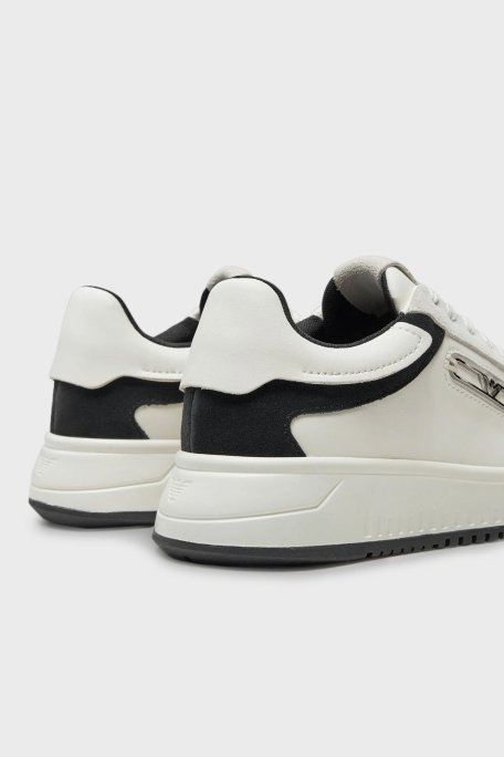 Emporio Armani Hakiki Deri Sneaker Bayan Ayakkabı X3X024 XR222 C679 BEYAZ-SİYAH - 5