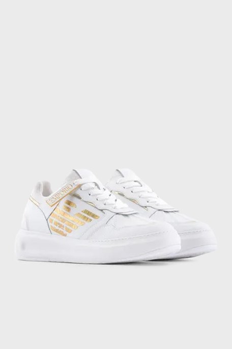 Emporio Armani Hakiki Deri Sneaker Bayan Ayakkabı X3X165 XN704 R579 BEYAZ - 2