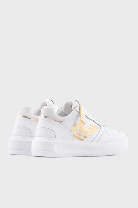 Emporio Armani Hakiki Deri Sneaker Bayan Ayakkabı X3X165 XN704 R579 BEYAZ - 4