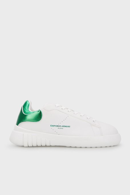 Emporio Armani Hakiki Deri Sneaker Bayan Ayakkabı X3X187 XN850 S820 BEYAZ - 1