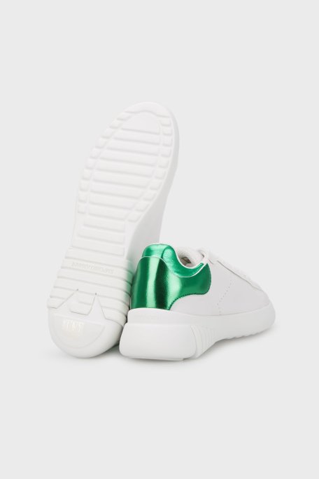 Emporio Armani Hakiki Deri Sneaker Bayan Ayakkabı X3X187 XN850 S820 BEYAZ - 4