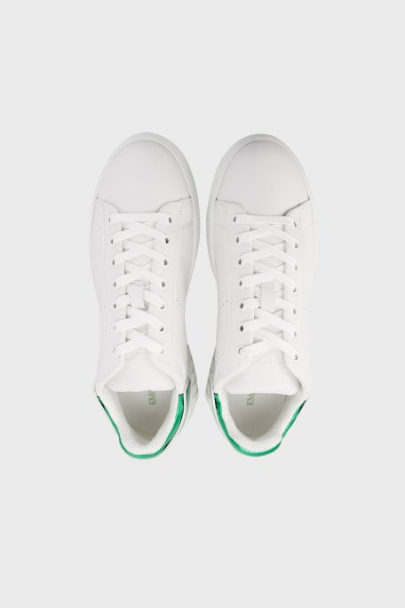 Emporio Armani Hakiki Deri Sneaker Bayan Ayakkabı X3X187 XN850 S820 BEYAZ - 5