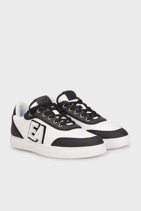 Emporio Armani Hakiki Deri Sneaker Bayan Ayakkabı X3X225 XF811 S277 SİYAH-BEYAZ - 3