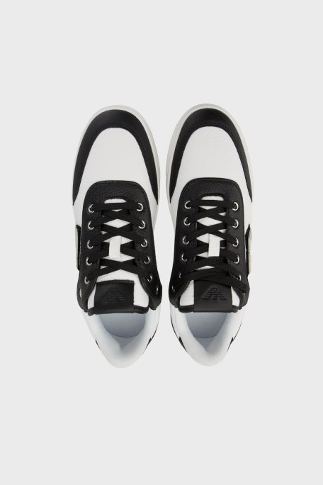 Emporio Armani Hakiki Deri Sneaker Bayan Ayakkabı X3X225 XF811 S277 SİYAH-BEYAZ - 4