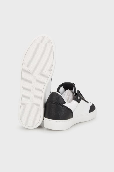 Emporio Armani Hakiki Deri Sneaker Bayan Ayakkabı X3X225 XF811 S277 SİYAH-BEYAZ - 5