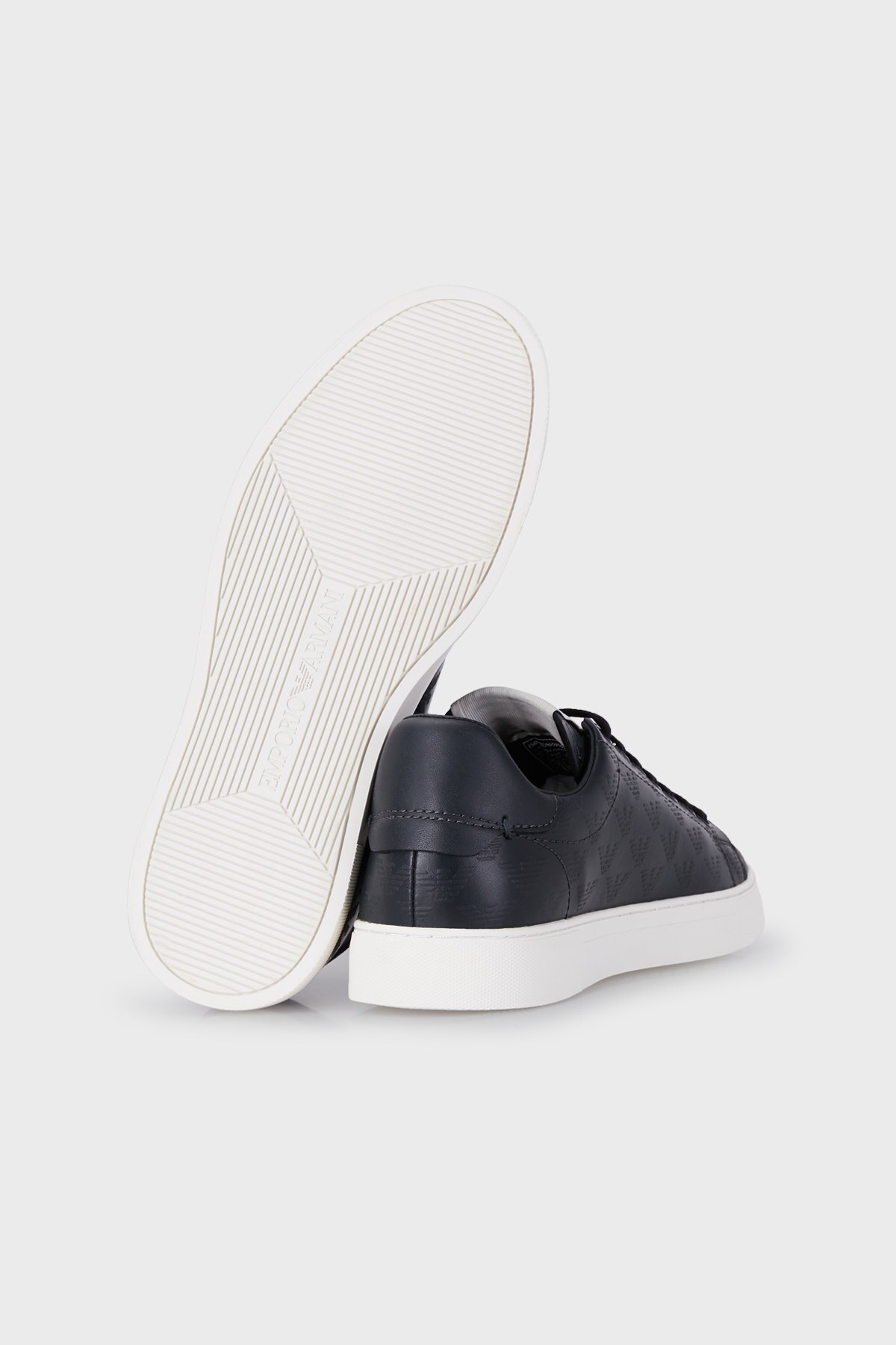 Emporio Armani Hakiki Deri Sneaker Erkek Ayakkabı X4X554 XM995 N151 LACİVERT