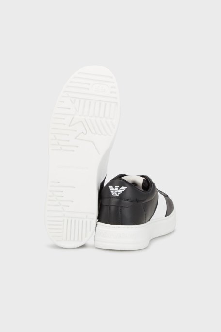 Emporio Armani Hakiki Deri Sneaker Erkek Ayakkabı X4X570 XN840 N642 SİYAH-BEYAZ - 4