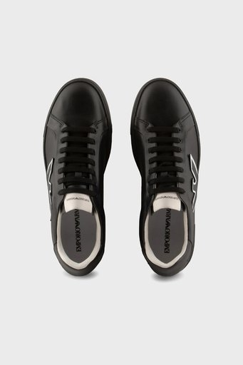 Emporio Armani Hakiki Deri Sneaker Erkek Ayakkabı X4X598 XN633 K001 SİYAH - 3