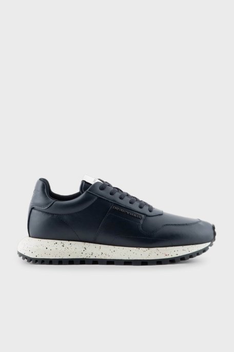 Emporio Armani Hakiki Deri Sneaker Erkek Ayakkabı X4X639 XD382 00285 LACİVERT - 1