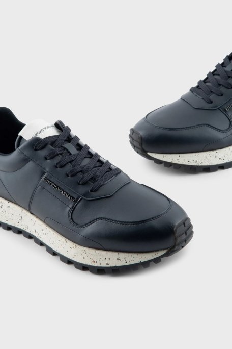 Emporio Armani Hakiki Deri Sneaker Erkek Ayakkabı X4X639 XD382 00285 LACİVERT - 3
