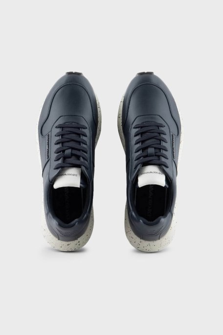 Emporio Armani Hakiki Deri Sneaker Erkek Ayakkabı X4X639 XD382 00285 LACİVERT - 4