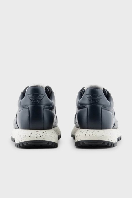 Emporio Armani Hakiki Deri Sneaker Erkek Ayakkabı X4X639 XD382 00285 LACİVERT - 5