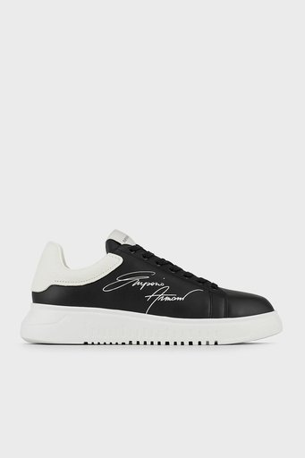 Emporio Armani Hakiki Deri Spor Erkek Ayakkabı X4X264 XM670 N814 SİYAH - 7
