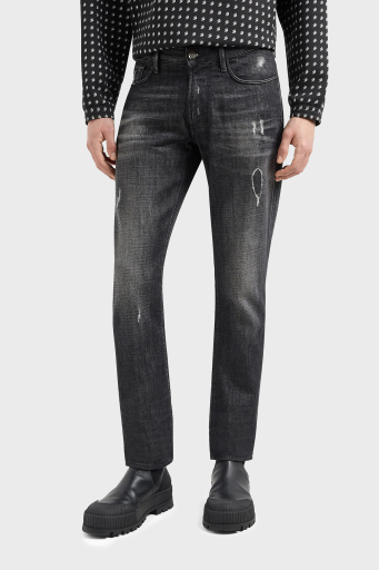 Emporio Armani J06 Düşük Bel Slim Fit Dar Paça Jeans Erkek Kot Pantolon 3D1J06 1D14Z 0006 SİYAH - 7