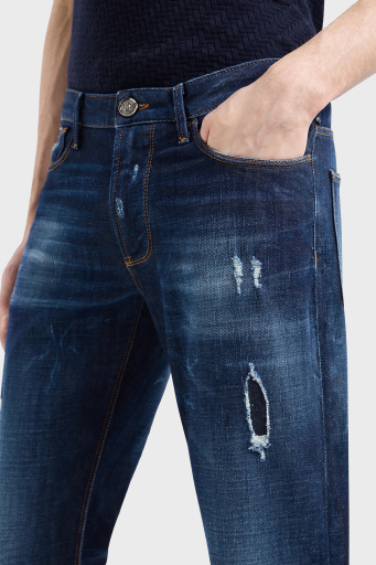 Emporio Armani J06 Düşük Bel Slim Fit Dar Paça Jeans Erkek Kot Pantolon 3D1J06 1D14Z 0942 LACİVERT - 10