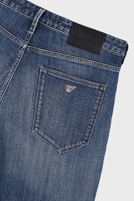 Emporio Armani J06 Pamuklu Düşük Bel Düz Paça Jeans Erkek Kot Pantolon 8N1J06 1D5QZ 0942 MAVİ - 6