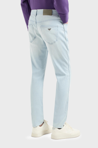 Emporio Armani J16 Düşük Bel Slim Fit Düz Paça Jeans Erkek Kot Pantolon 3D1J16 1D13Z 0943 AÇIK MAVİ - 9