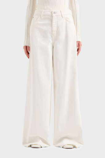 Emporio Armani J1C Normal Bel Regular Fit Palazzo Jeans Bayan Kot Pantolon 3D2J1C 2NY0Z 0101 BEYAZ - 1