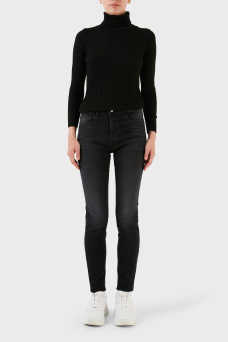 Emporio Armani J20 Pamuklu Yüksek Bel Skinny Fit Dar Paça Jeans Bayan Kot Pantolon 6R2J20 2DAXZ 0005 SİYAH - 7
