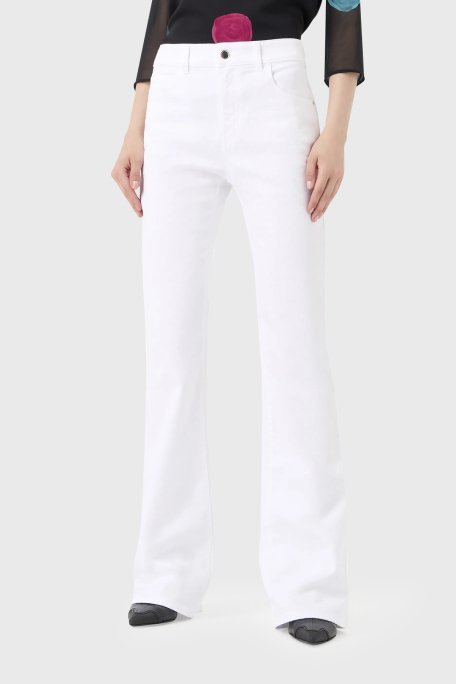 Emporio Armani J47 Pamuklu Regular Fit İspanyol Paça Jeans Bayan Kot Pantolon 8N2J47 2NV3Z 0100 BEYAZ - 1