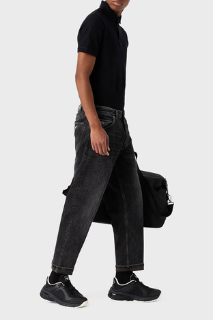 Emporio Armani - Emporio Armani J69 Streç Pamuklu Düşük Bel Loose Fit Boru Paça Jeans Erkek Kot Pantolon 6R1J69 1DQVZ 0006 SİYAH (1)