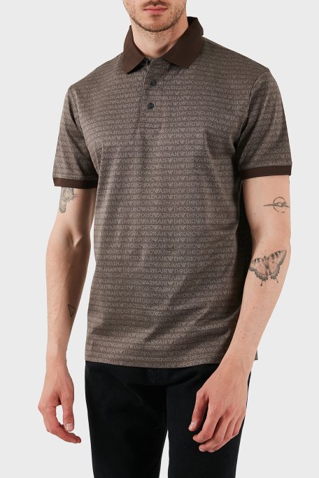 Emporio Armani Jakarlı % 100 Pamuk Düğmeli Erkek Polo Yaka T Shirt EM000788 AF12916 F6052 KAHVE - 2