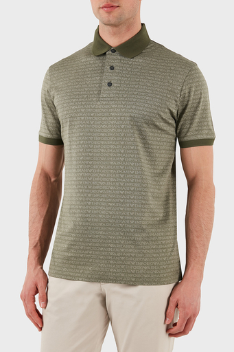 Emporio Armani Jakarlı % 100 Pamuk Düğmeli Erkek Polo Yaka T Shirt EM000788 AF12916 F7060 HAKİ - 1