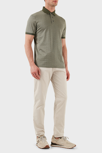 Emporio Armani Jakarlı % 100 Pamuk Düğmeli Erkek Polo Yaka T Shirt EM000788 AF12916 F7060 HAKİ - 3
